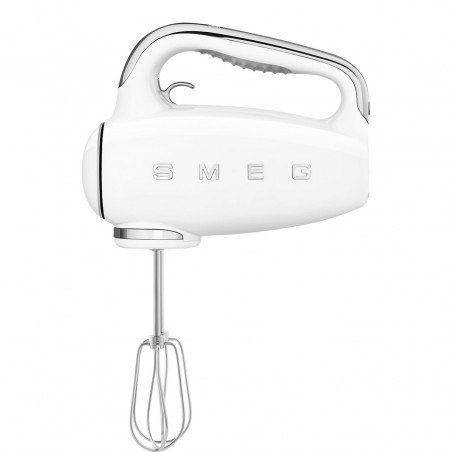 Χειροκίνητο μίξερ SMEG 50's Style HMF01WHEU, 250 W, 9 ταχύτητες, λειτουργία Turbo, κρυφή οθόνη LED, χρονοδιακόπτης, εξαρτήματα, λευκό