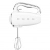 Χειροκίνητο μίξερ SMEG 50's Style HMF01WHEU, 250 W, 9 ταχύτητες, λειτουργία Turbo, κρυφή οθόνη LED, χρονοδιακόπτης, εξαρτήματα, λευκό