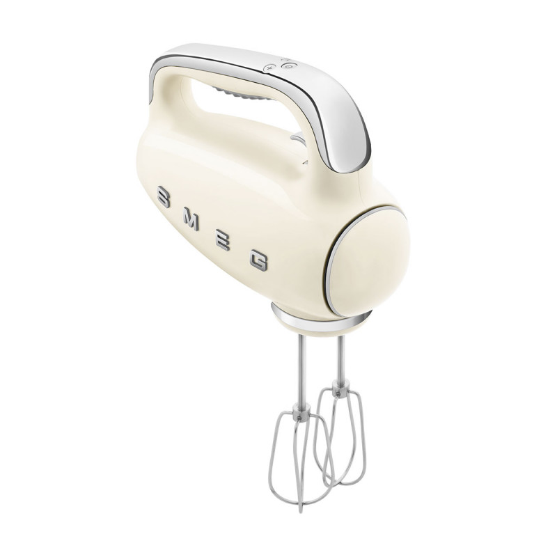 Χειροκίνητο μίξερ SMEG 50's Style HMF01CREU, 250 W, 9 ταχύτητες, λειτουργία Turbo, κρυφή οθόνη LED, χρονοδιακόπτης, εξαρτήματα, κρεμ