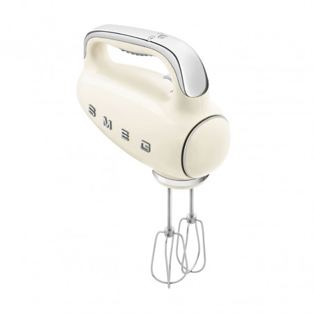Χειροκίνητο μίξερ SMEG 50's Style HMF01CREU, 250 W, 9 ταχύτητες, λειτουργία Turbo, κρυφή οθόνη LED, χρονοδιακόπτης, εξαρτήματα, κρεμ
