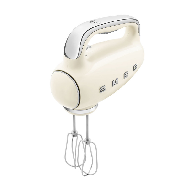 Χειροκίνητο μίξερ SMEG 50's Style HMF01CREU, 250 W, 9 ταχύτητες, λειτουργία Turbo, κρυφή οθόνη LED, χρονοδιακόπτης, εξαρτήματα, κρεμ