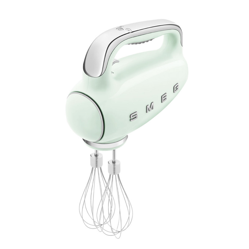 Χειροκίνητο μίξερ SMEG 50's Style HMF01PGEU, 250 W, 9 ταχύτητες, λειτουργία Turbo, κρυφή οθόνη LED, χρονοδιακόπτης, εξαρτήματα, πράσινο
