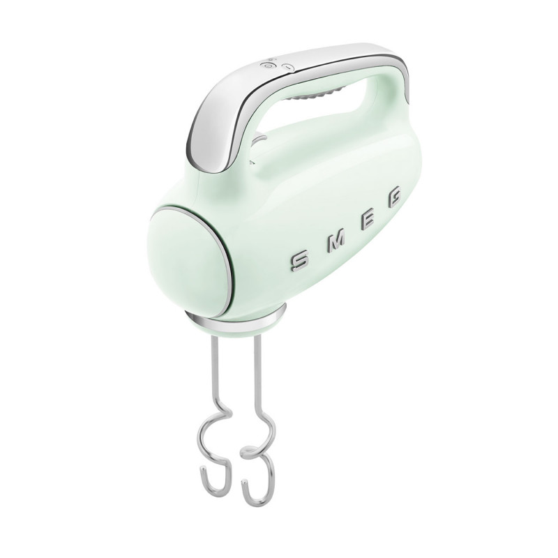 Χειροκίνητο μίξερ SMEG 50's Style HMF01PGEU, 250 W, 9 ταχύτητες, λειτουργία Turbo, κρυφή οθόνη LED, χρονοδιακόπτης, εξαρτήματα, πράσινο