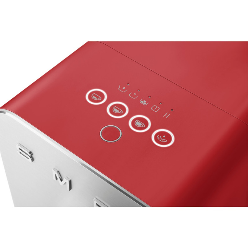 Μηχανή εσπρέσο SMEG Collezione BCC02RDMEU, 1350 W, 19 bar, 1,4 λίτρα, 8 λειτουργίες, Ενσωματωμένος μύλος, Ακροφύσιο ατμού, Κόκκινο