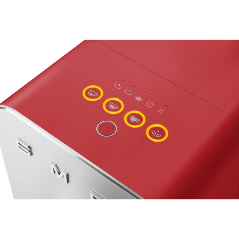 Μηχανή εσπρέσο SMEG Collezione BCC02RDMEU, 1350 W, 19 bar, 1,4 λίτρα, 8 λειτουργίες, Ενσωματωμένος μύλος, Ακροφύσιο ατμού, Κόκκινο