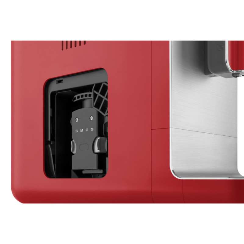 Μηχανή εσπρέσο SMEG Collezione BCC02RDMEU, 1350 W, 19 bar, 1,4 λίτρα, 8 λειτουργίες, Ενσωματωμένος μύλος, Ακροφύσιο ατμού, Κόκκινο