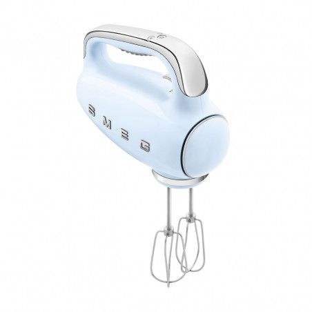 Χειροκίνητο μίξερ SMEG 50's Style HMF01PBEU, 250 W, 9 ταχύτητες, λειτουργία Turbo, κρυφή οθόνη LED, χρονοδιακόπτης, εξαρτήματα, μπλε
