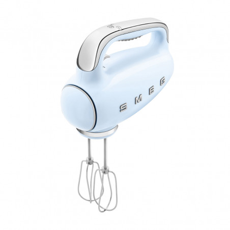 Χειροκίνητο μίξερ SMEG 50's Style HMF01PBEU, 250 W, 9 ταχύτητες, λειτουργία Turbo, κρυφή οθόνη LED, χρονοδιακόπτης, εξαρτήματα, μπλε