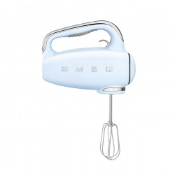 Χειροκίνητο μίξερ SMEG 50's Style HMF01PBEU, 250 W, 9 ταχύτητες, λειτουργία Turbo, κρυφή οθόνη LED, χρονοδιακόπτης, εξαρτήματα, μπλε