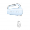 Χειροκίνητο μίξερ SMEG 50's Style HMF01PBEU, 250 W, 9 ταχύτητες, λειτουργία Turbo, κρυφή οθόνη LED, χρονοδιακόπτης, εξαρτήματα, μπλε