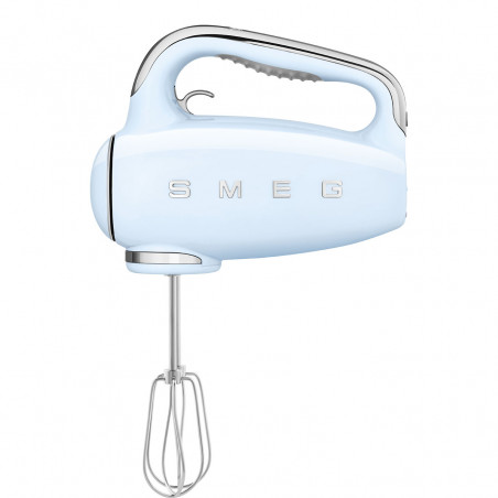 Χειροκίνητο μίξερ SMEG 50's Style HMF01PBEU, 250 W, 9 ταχύτητες, λειτουργία Turbo, κρυφή οθόνη LED, χρονοδιακόπτης, εξαρτήματα, μπλε
