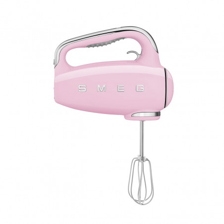 Χειροκίνητο μίξερ SMEG 50's Style HMF01PKEU, 250 W, 9 ταχύτητες, λειτουργία Turbo, κρυφή οθόνη LED, χρονοδιακόπτης, εξαρτήματα, ροζ