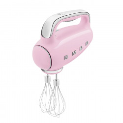 Χειροκίνητο μίξερ SMEG 50's Style HMF01PKEU, 250 W, 9 ταχύτητες, λειτουργία Turbo, κρυφή οθόνη LED, χρονοδιακόπτης, εξαρτήματα, ροζ