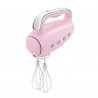 Χειροκίνητο μίξερ SMEG 50's Style HMF01PKEU, 250 W, 9 ταχύτητες, λειτουργία Turbo, κρυφή οθόνη LED, χρονοδιακόπτης, εξαρτήματα, ροζ