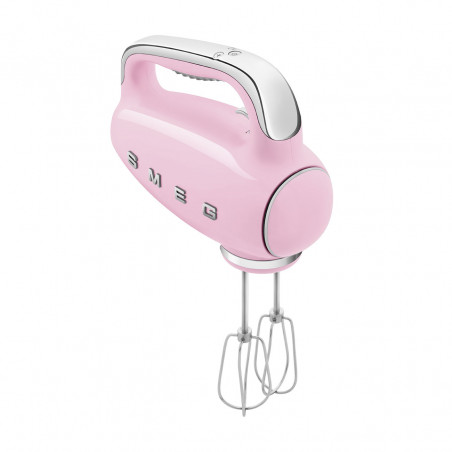 Χειροκίνητο μίξερ SMEG 50's Style HMF01PKEU, 250 W, 9 ταχύτητες, λειτουργία Turbo, κρυφή οθόνη LED, χρονοδιακόπτης, εξαρτήματα, ροζ