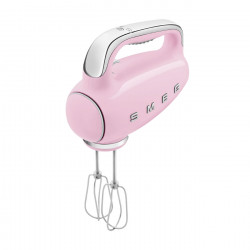 Χειροκίνητο μίξερ SMEG 50's Style HMF01PKEU, 250 W, 9 ταχύτητες, λειτουργία Turbo, κρυφή οθόνη LED, χρονοδιακόπτης, εξαρτήματα, ροζ