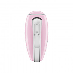 Χειροκίνητο μίξερ SMEG 50's Style HMF01PKEU, 250 W, 9 ταχύτητες, λειτουργία Turbo, κρυφή οθόνη LED, χρονοδιακόπτης, εξαρτήματα, ροζ