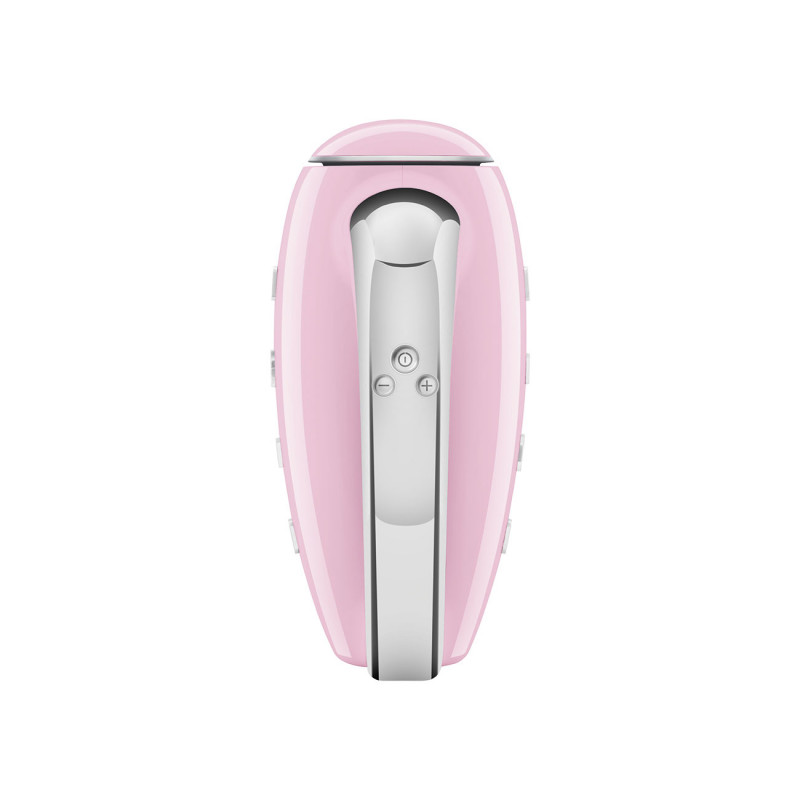 Χειροκίνητο μίξερ SMEG 50's Style HMF01PKEU, 250 W, 9 ταχύτητες, λειτουργία Turbo, κρυφή οθόνη LED, χρονοδιακόπτης, εξαρτήματα, ροζ