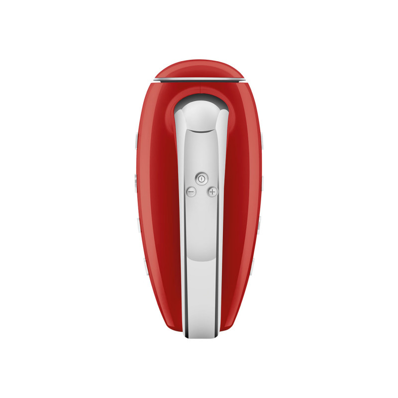 Χειροκίνητο μίξερ SMEG 50's Style HMF01RDEU, 250 W, 9 ταχύτητες, λειτουργία Turbo, κρυφή οθόνη LED, χρονοδιακόπτης, εξαρτήματα, κόκκινο
