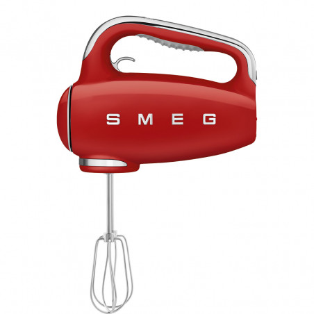 Χειροκίνητο μίξερ SMEG 50's Style HMF01RDEU, 250 W, 9 ταχύτητες, λειτουργία Turbo, κρυφή οθόνη LED, χρονοδιακόπτης, εξαρτήματα, κόκκινο