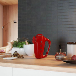 Χειροκίνητο μίξερ SMEG 50's Style HMF01RDEU, 250 W, 9 ταχύτητες, λειτουργία Turbo, κρυφή οθόνη LED, χρονοδιακόπτης, εξαρτήματα, κόκκινο