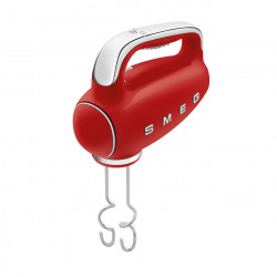 Χειροκίνητο μίξερ SMEG 50's Style HMF01RDEU, 250 W, 9 ταχύτητες, λειτουργία Turbo, κρυφή οθόνη LED, χρονοδιακόπτης, εξαρτήματα, κόκκινο