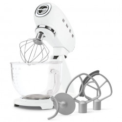 Μίξερ SMEG SMF15WHEU, 1000 W, 4,8 λίτρα, 10 ταχύτητες, Άμεση μετάδοση κίνησης, Αντιολισθητικά πόδια, Λευκό