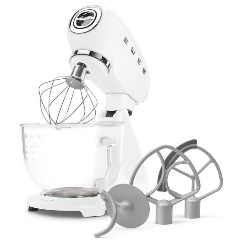 Μίξερ SMEG SMF15WHEU, 1000 W, 4,8 λίτρα, 10 ταχύτητες, Άμεση μετάδοση κίνησης, Αντιολισθητικά πόδια, Λευκό