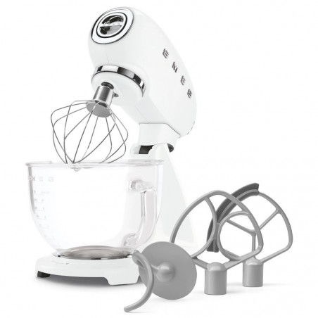 Μίξερ SMEG SMF15WHEU, 1000 W, 4,8 λίτρα, 10 ταχύτητες, Άμεση μετάδοση κίνησης, Αντιολισθητικά πόδια, Λευκό