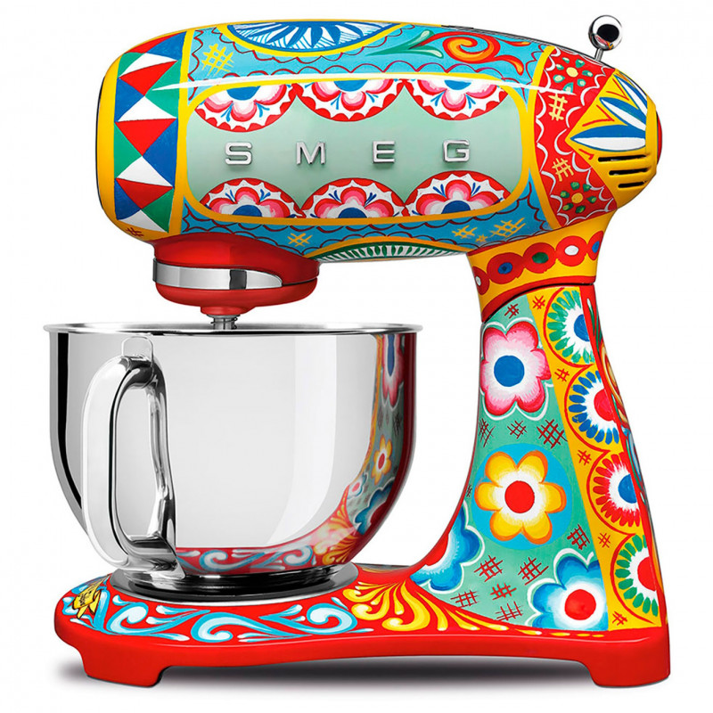 Μίξερ SMEG Dolce & Gabbana SMF03DGEU, 800 W, 4,8 λίτρα, 10 ταχύτητες, Λειτουργία ομαλής εκκίνησης, Αντιολισθητικά πόδια, Πολύχρωμο