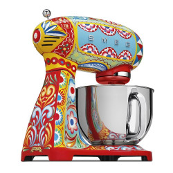 Μίξερ SMEG Dolce & Gabbana SMF03DGEU, 800 W, 4,8 λίτρα, 10 ταχύτητες, Λειτουργία ομαλής εκκίνησης, Αντιολισθητικά πόδια, Πολύχρωμο