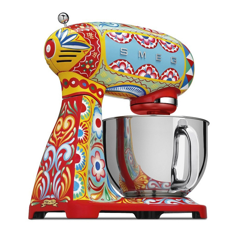 Μίξερ SMEG Dolce & Gabbana SMF03DGEU, 800 W, 4,8 λίτρα, 10 ταχύτητες, Λειτουργία ομαλής εκκίνησης, Αντιολισθητικά πόδια, Πολύχρωμο