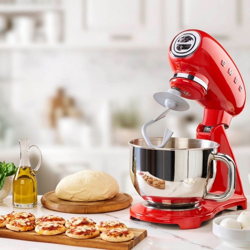 Μίξερ SMEG SMF03RDEU, 800 W, 4,8 λίτρα, 10 ταχύτητες, Λειτουργία ομαλής εκκίνησης, Αντιολισθητικά πόδια, Κόκκινο