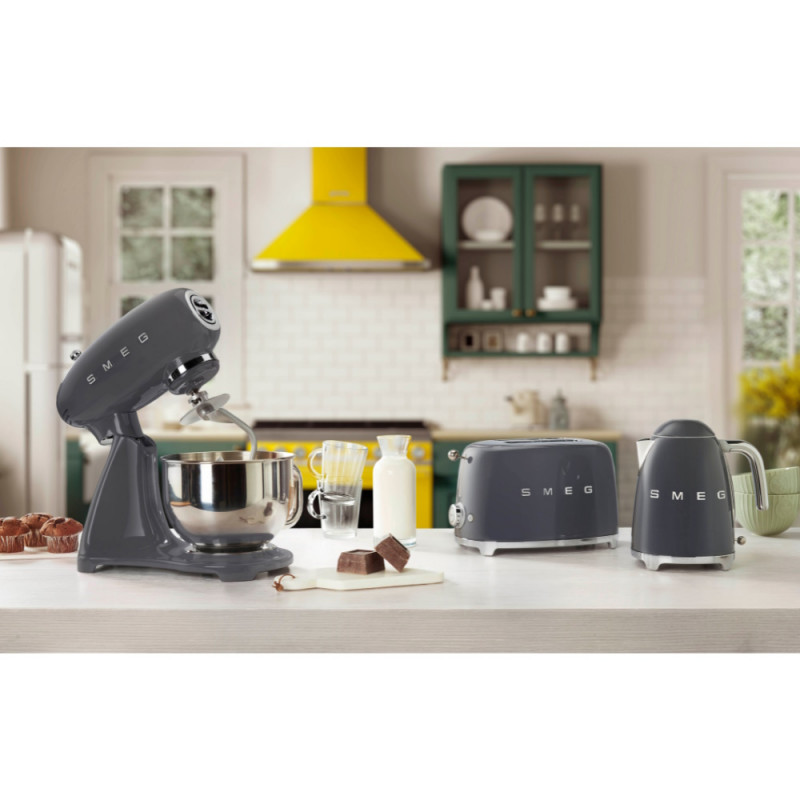 Μίξερ SMEG SMF03GREU, 800 W, 4,8 λίτρα, 10 ταχύτητες, Λειτουργία ομαλής εκκίνησης, Αντιολισθητικά πόδια, Γκρι