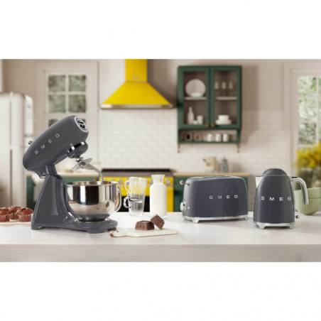 Μίξερ SMEG SMF03GREU, 800 W, 4,8 λίτρα, 10 ταχύτητες, Λειτουργία ομαλής εκκίνησης, Αντιολισθητικά πόδια, Γκρι