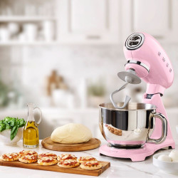 Μίξερ SMEG SMF03PKEU, 800 W, 4,8 λίτρα, 10 ταχύτητες, Λειτουργία ομαλής εκκίνησης, Αντιολισθητικά πόδια, Ροζ