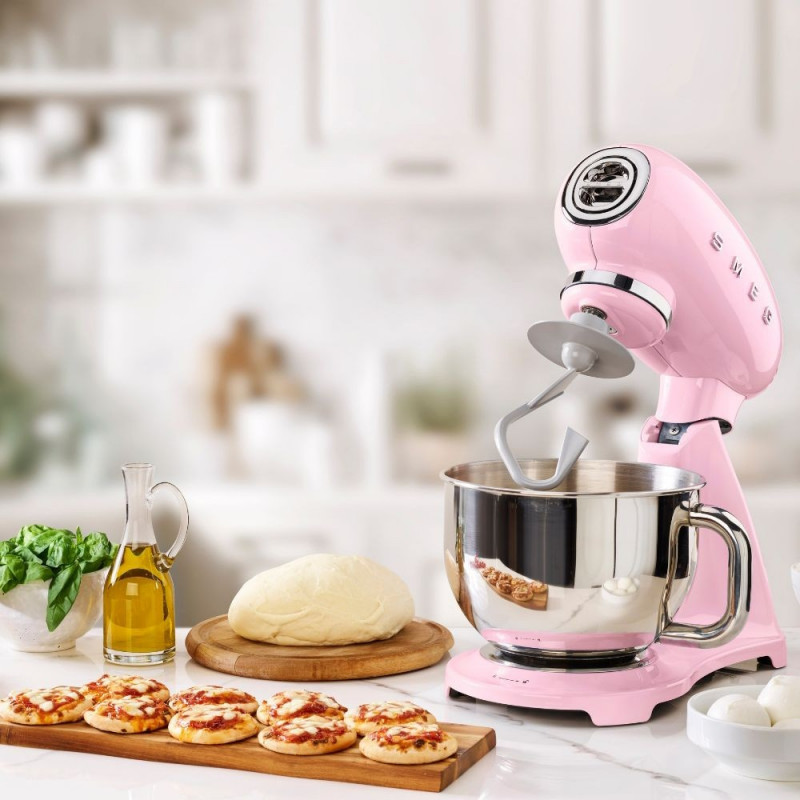 Μίξερ SMEG SMF03PKEU, 800 W, 4,8 λίτρα, 10 ταχύτητες, Λειτουργία ομαλής εκκίνησης, Αντιολισθητικά πόδια, Ροζ