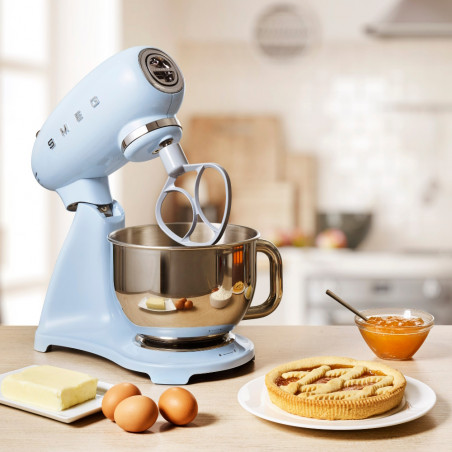 Μίξερ SMEG SMF03PBEU, 800 W, 4,8 λίτρα, 10 ταχύτητες, Λειτουργία ομαλής εκκίνησης, Αντιολισθητικά πόδια, Παστέλ μπλε