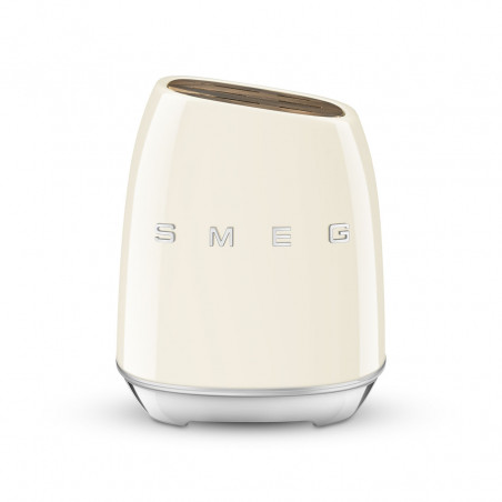 Σετ μαχαιριών με βάση SMEG KBSF02CR, 7 τεμάχια, Λαβές από ξύλο ακακίας, Γερμανικός ανοξείδωτος χάλυβας, Κρεμ