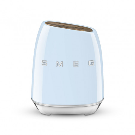 Σετ μαχαιριών με βάση SMEG KBSF02PB, 7 τεμάχια, Θήκες από ξύλο ακακίας, Γερμανικός ανοξείδωτος χάλυβας, Παστέλ μπλε