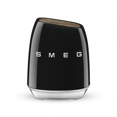 Σετ μαχαιριών με βάση SMEG KBSF02BL, 7 τεμάχια, Λαβές από ξύλο ακακίας, Γερμανικός ανοξείδωτος χάλυβας, Μαύρο