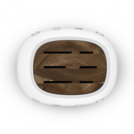 Σετ μαχαιριών με βάση SMEG KBSF02WH, 7 τεμάχια, Λαβές από ξύλο ακακίας, Γερμανικός ανοξείδωτος χάλυβας, Λευκό