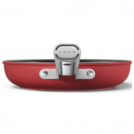 Τηγάνι με καπάκι SMEG CKFF2401RDM, 1,9 λ, Ø24 εκ., Επίστρωση τεφλόν, Έως 250 °C, Χωρίς PFAS, Για επαγωγικές εστίες, Κόκκινο