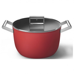 Κατσαρόλα SMEG CKFC2611RDM, 7,7 λίτρα, Ø26 εκ., Επίστρωση τεφλόν, Έως 250 °C, Για επαγωγικές εστίες, Κόκκινη