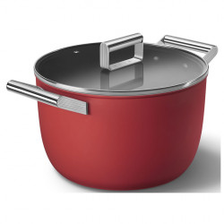 Κατσαρόλα SMEG CKFC2611RDM, 7,7 λίτρα, Ø26 εκ., Επίστρωση τεφλόν, Έως 250 °C, Για επαγωγικές εστίες, Κόκκινη