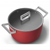 Κατσαρόλα SMEG CKFC2611RDM, 7,7 λίτρα, Ø26 εκ., Επίστρωση τεφλόν, Έως 250 °C, Για επαγωγικές εστίες, Κόκκινη