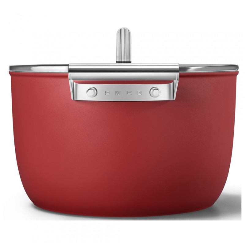 Κατσαρόλα SMEG CKFC2611RDM, 7,7 λίτρα, Ø26 εκ., Επίστρωση τεφλόν, Έως 250 °C, Για επαγωγικές εστίες, Κόκκινη