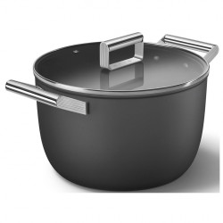 Κατσαρόλα SMEG CKFC2611BLM, 7,7 λίτρα, Ø26 εκ., Επίστρωση τεφλόν, Έως 250 °C, Για επαγωγικές εστίες, Μαύρο