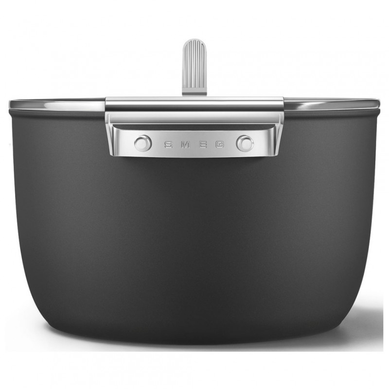 Κατσαρόλα SMEG CKFC2611BLM, 7,7 λίτρα, Ø26 εκ., Επίστρωση τεφλόν, Έως 250 °C, Για επαγωγικές εστίες, Μαύρο
