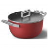 Κατσαρόλα SMEG CKFC2411RDM, 4,8 λ, Ø24 εκ., Τεφλόν επίστρωση, Έως 250 °C, Επαγωγή, Κόκκινη
